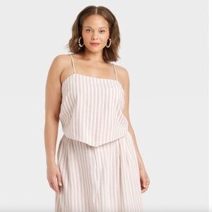 A new day Cream Women’s Crop Tie Back Tank Top (XL)